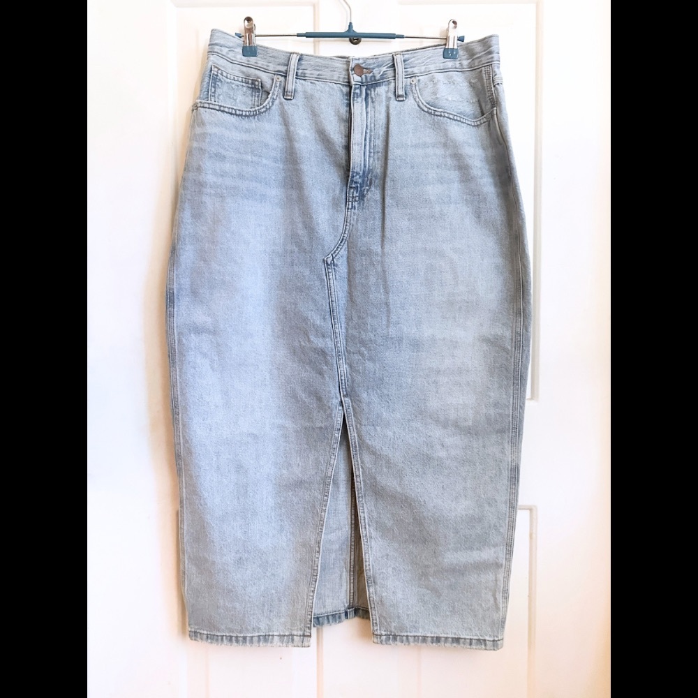 Madewell Light Blue Rigid Denim MIDI Skirt